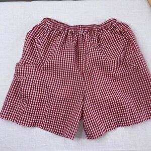 Boys Red White Gingham Check Smock Elastic Shorts size 8